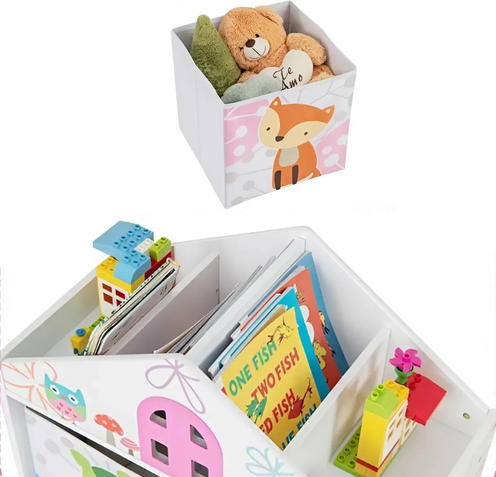 Knižnica v tvare domu s 2 úložnými boxmi