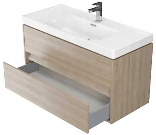 Cersanit Crea, závesná skrinka s umývadlom 100cm, set B117, dub, S801-290