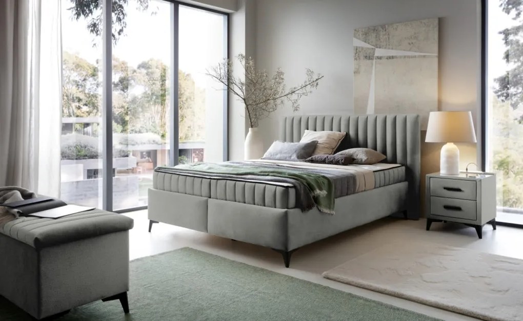 Posteľ Joy 180x200 cm,svetlo šedá látka