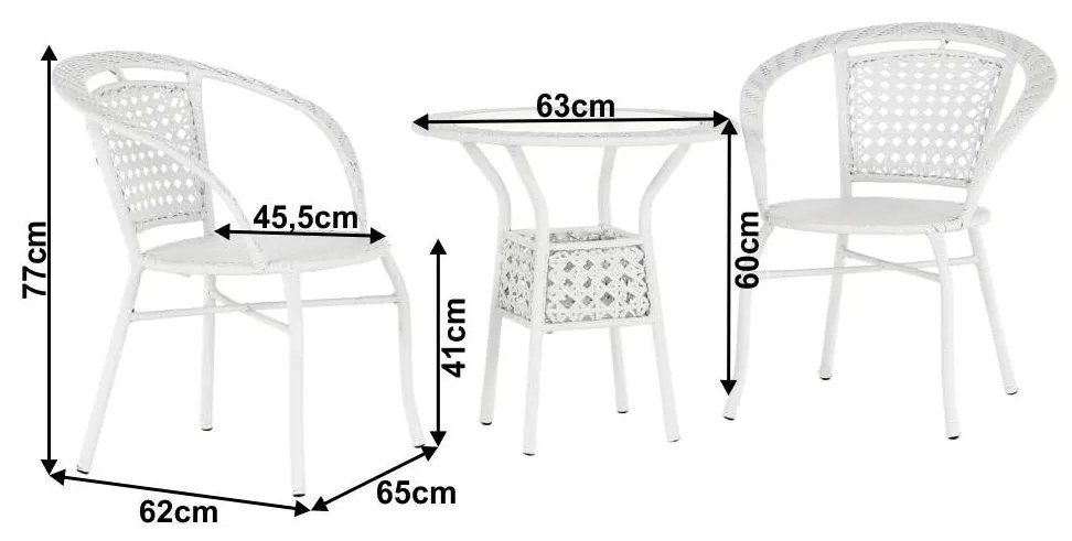 Tempo Kondela Záhradný ratanový set 1+2, biela, JENAR