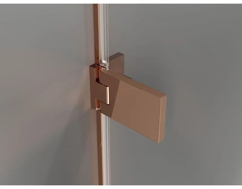 Mexen Lunar-F, L skladacie ľavé sprchové dvere 150 cm, 8mm číre sklo, ružové zlato profil, 836SL-150-050-60-00-L