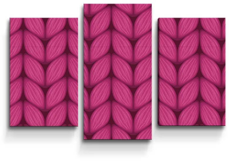 Sablio Obraz - 3-dílný Pletenie vo fuksiovej farbe - 75x50 cm