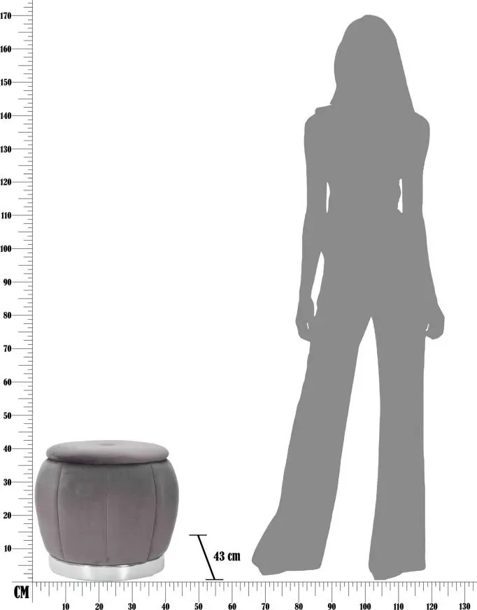 Taburet PARIS 43 cm sivý