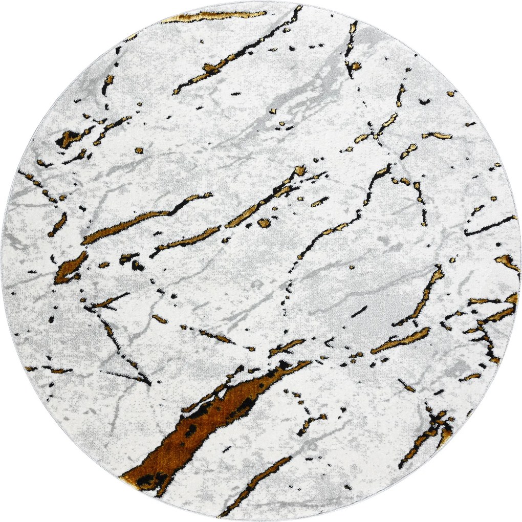 Dywany Łuszczów, Kusový koberec Allure 1963 white/gold kruh, 150x150 (priemer) kruh, biela, kancelária