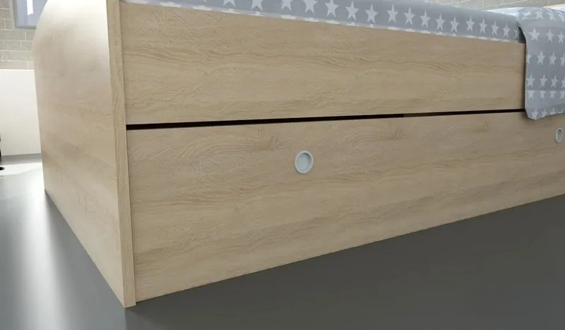 Posteľ s úložným priestorom Patrik 90x200 cm, dub sonoma