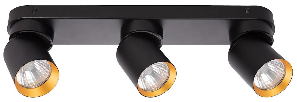 Bodové svietidlo Andy, 3x čierne/zlaté kovové tienidlo, b