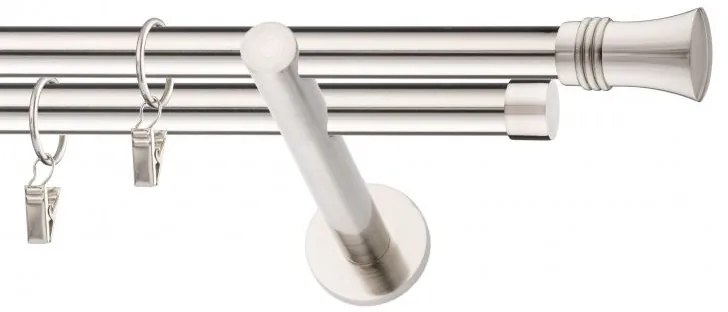 Dekorstudio Niklová dvojradová garniža CAPRI 19mm Dĺžka: 260cm, Typ uchytenia: Držiak dvojitý modern, Typ príslušenstva: Bez príslušenstva