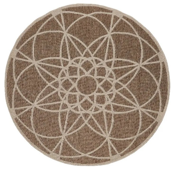 Hnedý vonkajší koberec Floorita Tondo Mink, ⌀ 194 cm