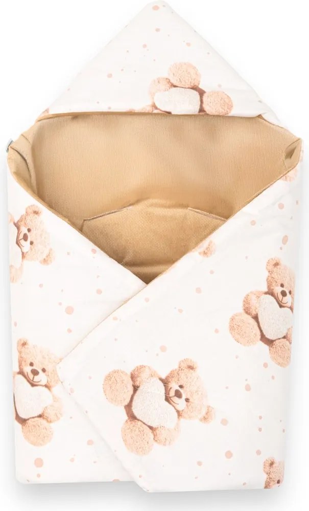 Zateplená zavinovačka do autosedačky New Baby Love Teddy Bear beige