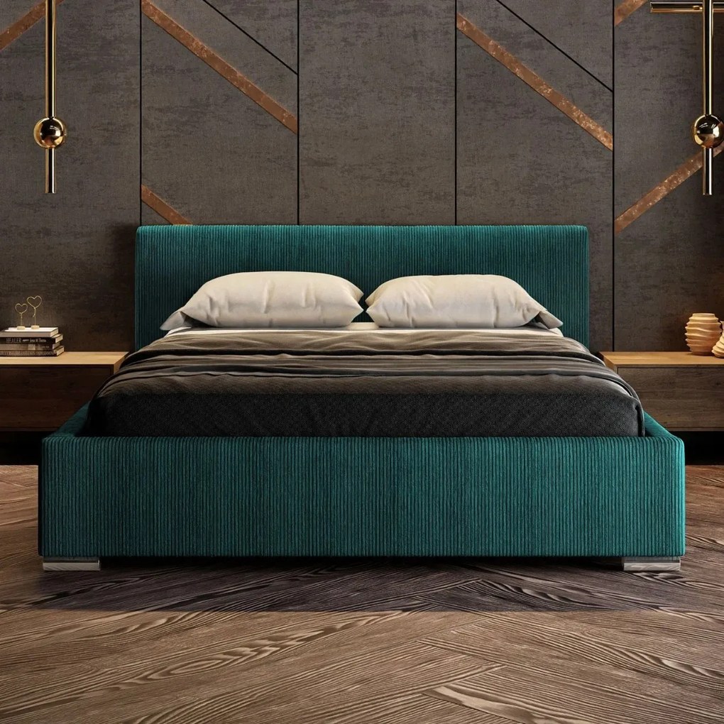 MANŽELSKÁ POSTEĽ PAOLA 160X200 SMARAGDOVO ZELENÁ MENČESTROVÁ LÁTKA