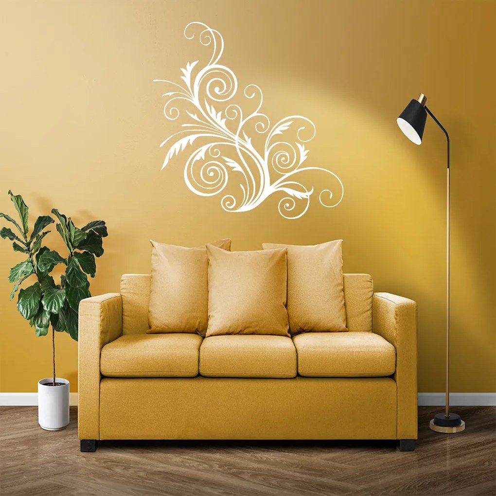 Veselá Stena Samolepka Ornament kvetina Farba: bílá, Veľkosť: 40 x 41 cm