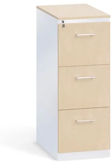 Zásuvková kartotéka PRIMO s dreveným čelom A4, 3 zásuvky, sivá / breza