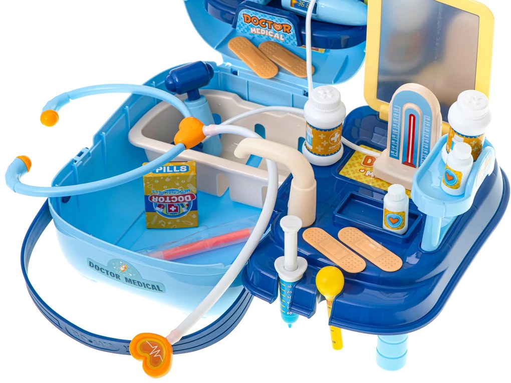 KIK Lekárska súprava s príslušenstvom v 34-dielnom kufríku. + tabuľka