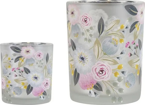 Farebný skleněný svícen Wild Flowers Rose S - Ø 7*8 cm