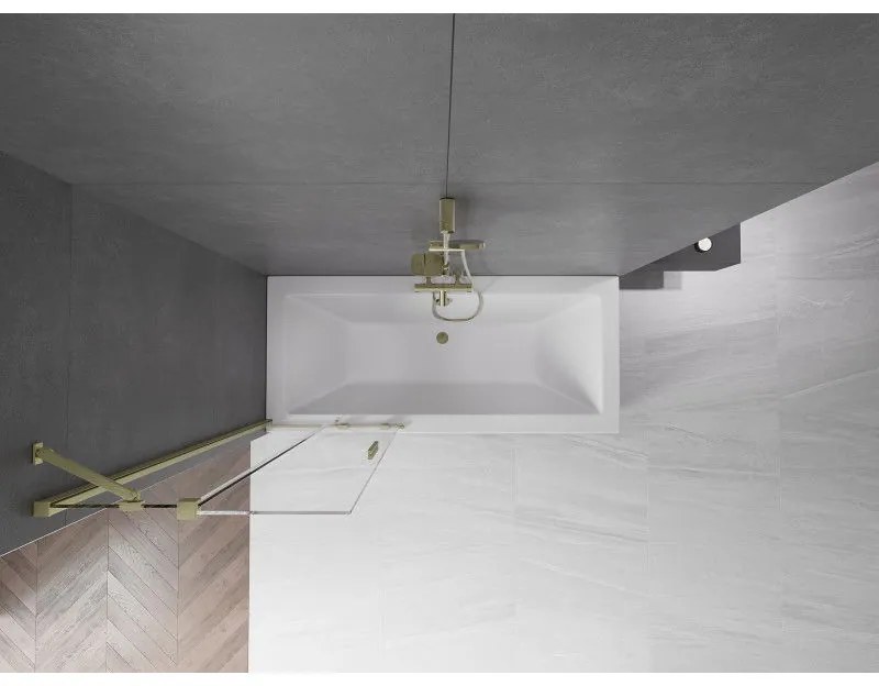 Mexen Velar, 2-krídlová posuvná vaňová zástena 70 x 150 cm, 8mm číre sklo, zlatý matný profil, 896-070-000-01-55