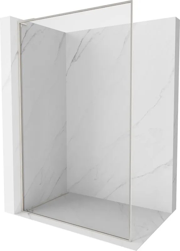 Mexen, Mexen Kioto-F L sprchová stena s rámom 55 x 202 cm, priehľadná 8 mm, brúsený nikel - 800-055-174-97-00