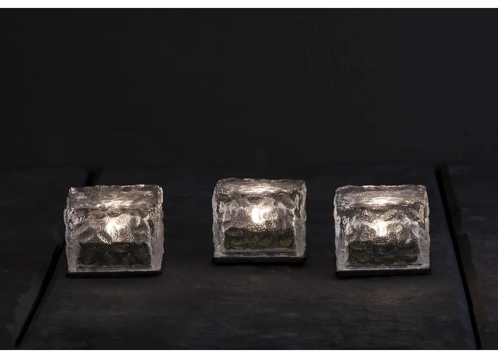 Súprava 3 vonkajších solárnych sviečok Star Trading Candle Icecube, výška 5,5 cm