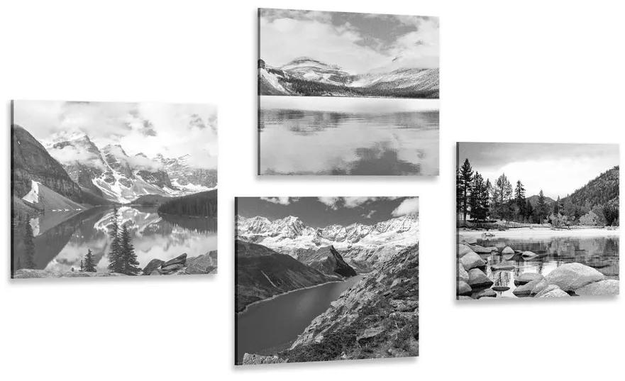 Set obrazov očarujúce horské krajiny v čiernobielom prevedení Varianta: 4x 40x40