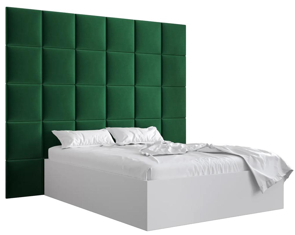 Manželská posteľ s čalúneným čelom 160 cm Brittany 3 (biela matná + zelená) (s roštom). Vlastná spoľahlivá doprava až k Vám domov. 1045999