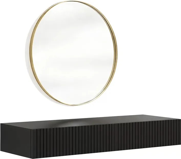 Závesný toaletný stolík Nicole so zrkadlom 60 cm - čierny mat
