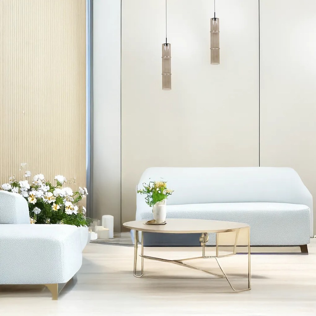 Závesné svietidlo Bato, 1x svetlohnedé sklenené tienidlo, b