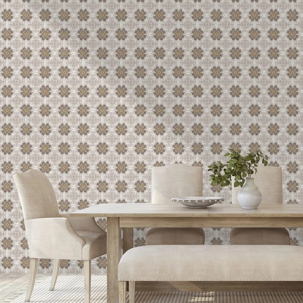 Tapeta hnedé kvetinové ornamenty