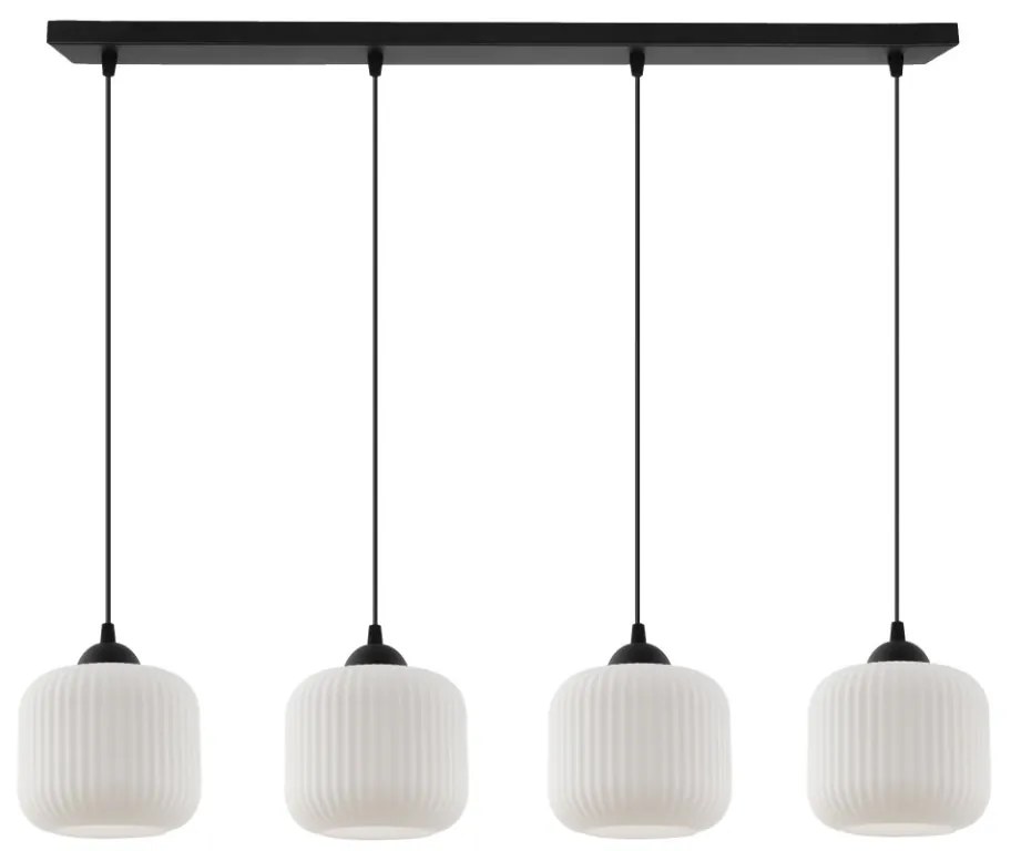 Závesné svietidlo Riffle, 4x biele sklenené tienidlo, b