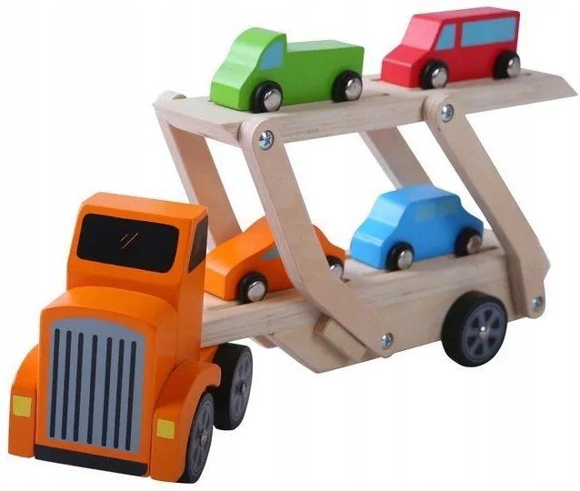 MULTISTORE Drevené nákladné auto + 4 autá Ecotoys