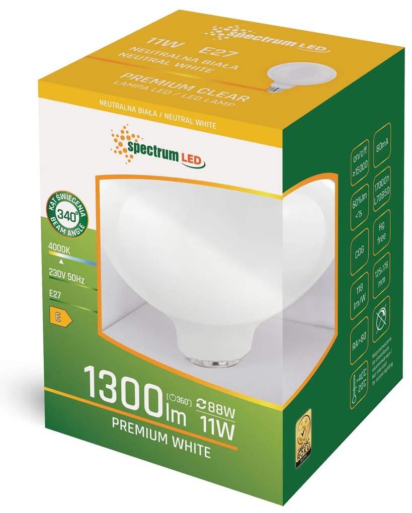 Spectrum Spectrum, LED žiarovka s neutrálnym svetlom E-27 230V 11W 14368, OSW-01145