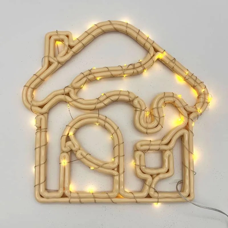 DECOLED Vánoční domeček, 30 cm, bílá