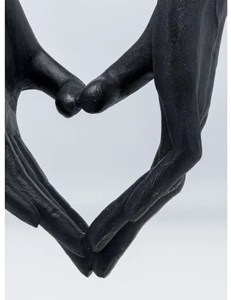 Elements Heart Hand dekorácia srdce čierna/zlatá 62cm