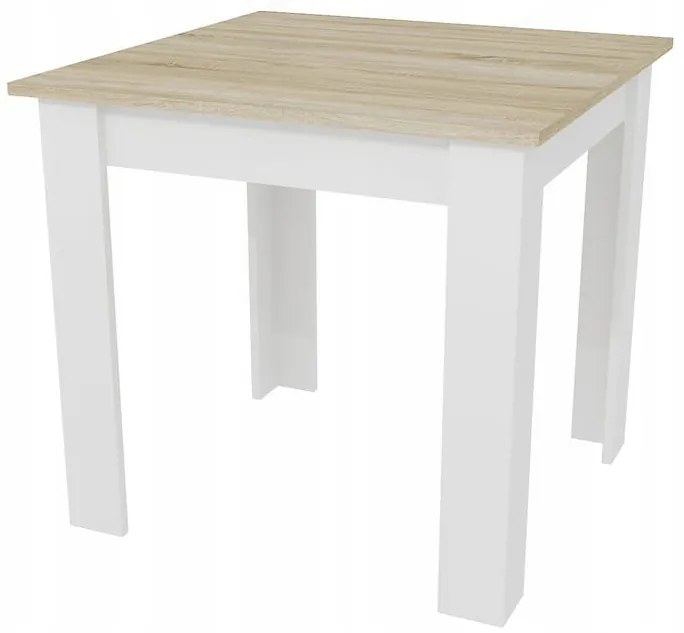 Jedálenský set 1 + 4, stôl MADO 80x80 biely/dub sonoma + stoličky BALI MARK čierna