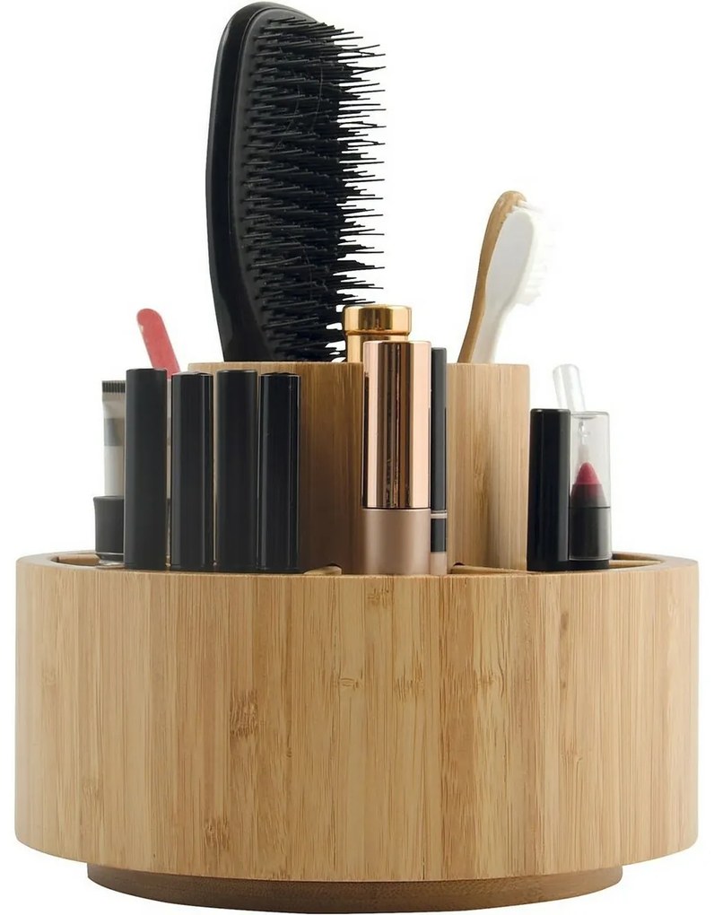 MSV Bambusový otočný organizér na kozmetiku Isalys 20 x 15,3 cm