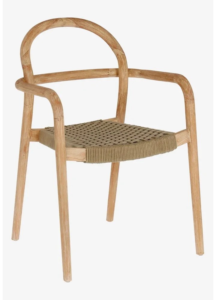 Záhradná stolička z eukalyptového dreva s béžovým výpletom La Forma Sheryl