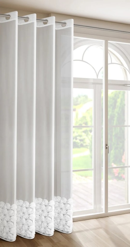 ZÁCLONA NA KRÚŽKOCH EVA MINGE ROSES3 140X250 CM BIELA