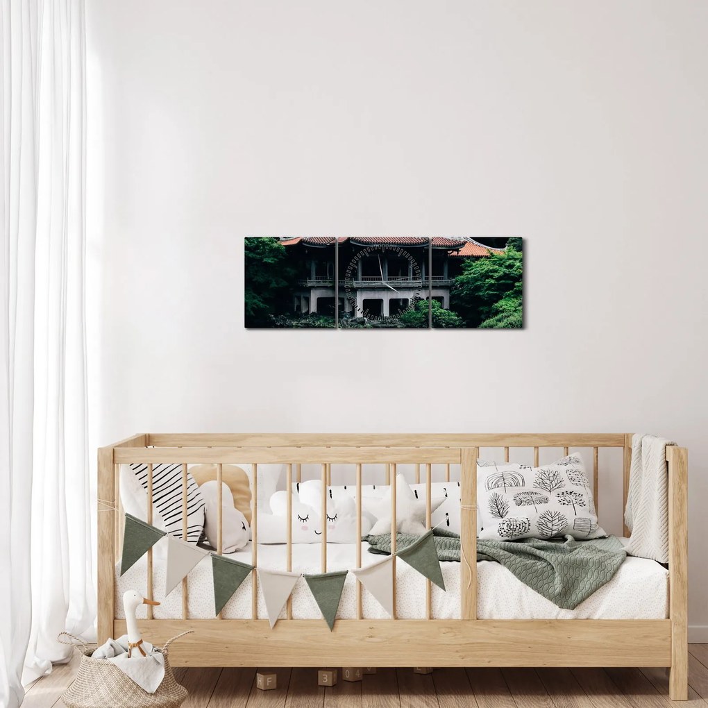 Obraz z japonskej národnej záhrady (s hodinami) (90x30 cm)