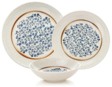 Jedálenská súprava 24 ks, modrá/béžová, porcelán
