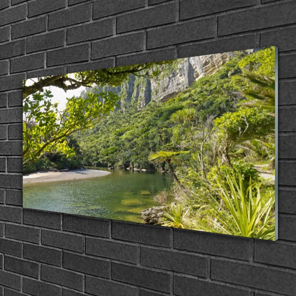 Obraz na skle Jazero príroda 100x50 cm