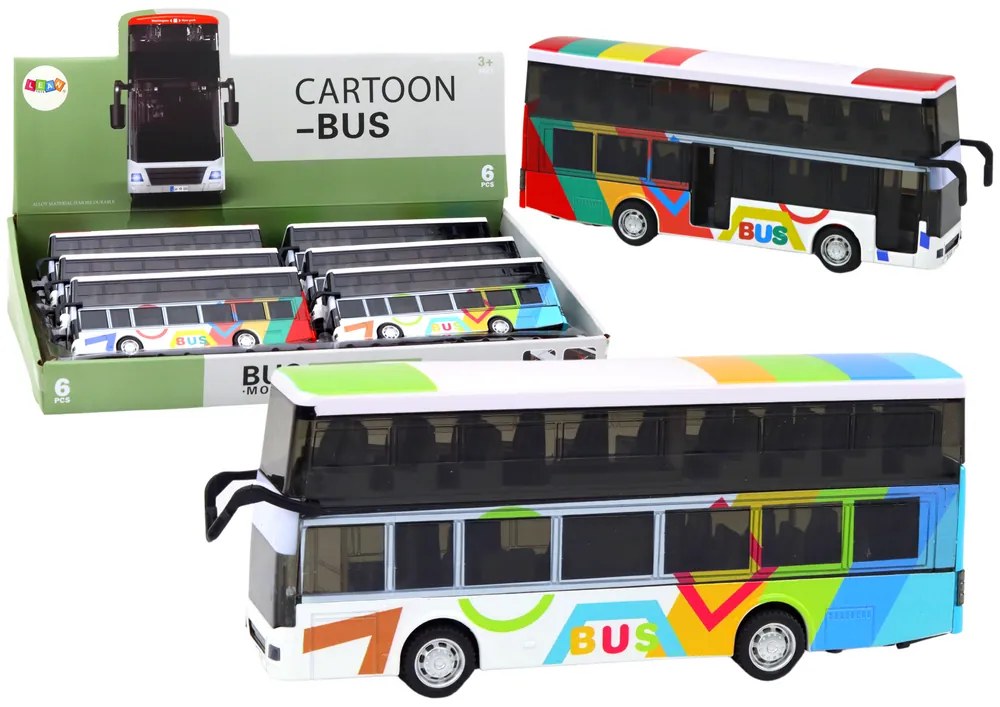 LEAN TOYS Dvojposchodový autobus kovový s trecím pohonom