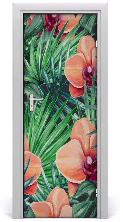 Samolepiace fototapety na dvere Orchidea a palmy 75x205cm