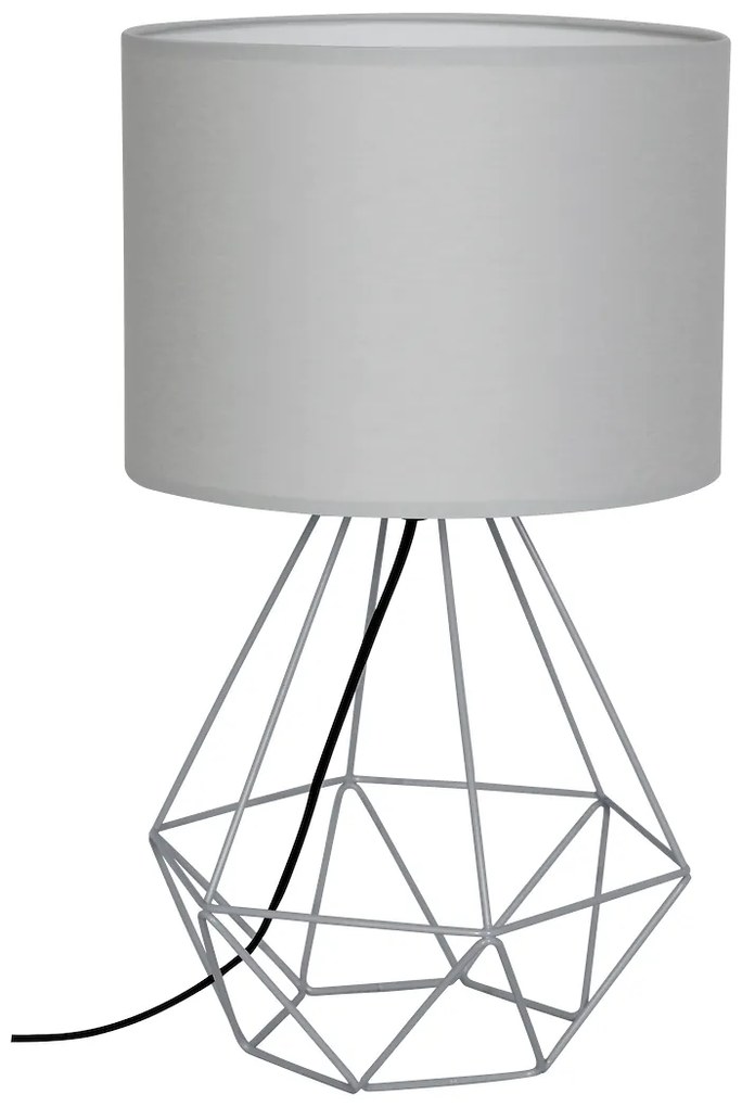 Stolná lampa Basket, 1x sivé textilné tienidlo, gre