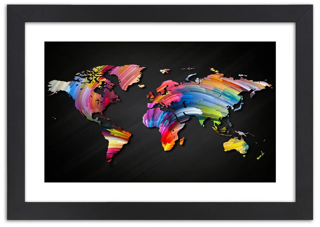 Gario Plagát Mapa sveta v rôznych farbách Farba rámu: Bez rámu, Rozmery: 60 x 40 cm