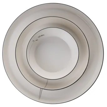 27-dielna jedálenská súprava, biela/čierna, porcelán