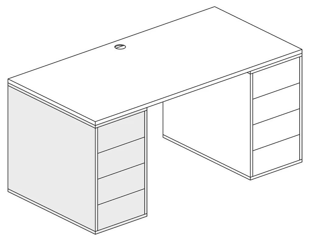 PLAN Kancelársky prístavný kontajner BLOCK Wood, 4 zásuvky, dub prírodný