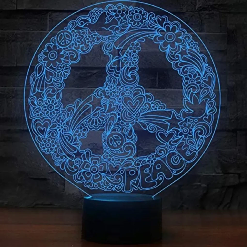 3Dmix 3DL-DFS002 – 3D LED nočná lampa - Hippies (Aroma)