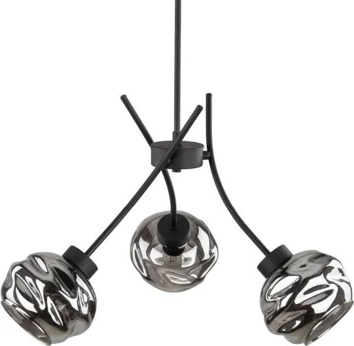 Závesný luster na lanku ZULIA 3xE27/15W/230V čierna/dymová čierna