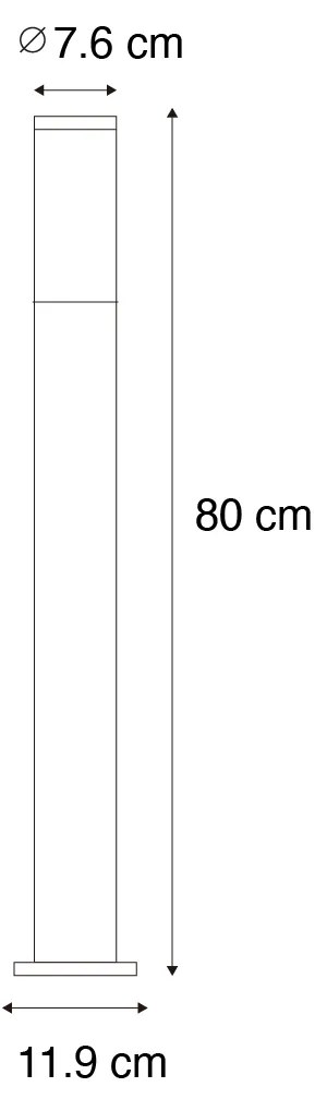 Moderná vonkajšia lampa na stĺp oceľ s opálom 80 cm IP44 - Rox