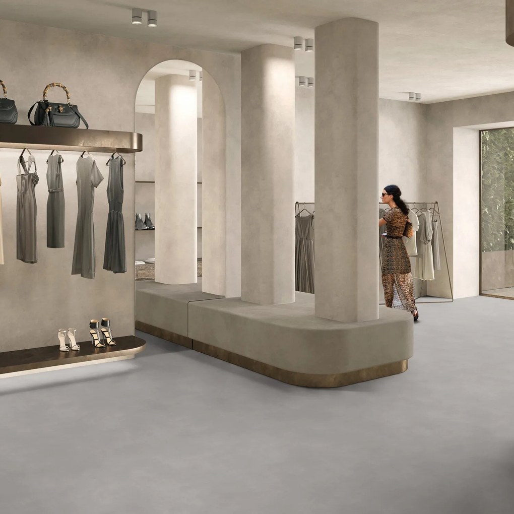 PVC podlaha - lino AladinTex Ultra 2284 Chicago storm, na mieru, šíře 4m, šedá, filc, chodba / predsieň, Gerflor