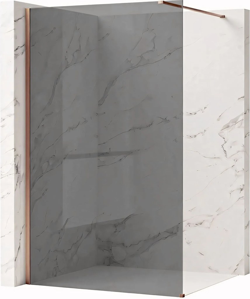 Bezrámová sprchová zastena REA FLEXI BRUSH COPPER 140 cm, meď kartáčovaná/sivá dymová - bez vaničky