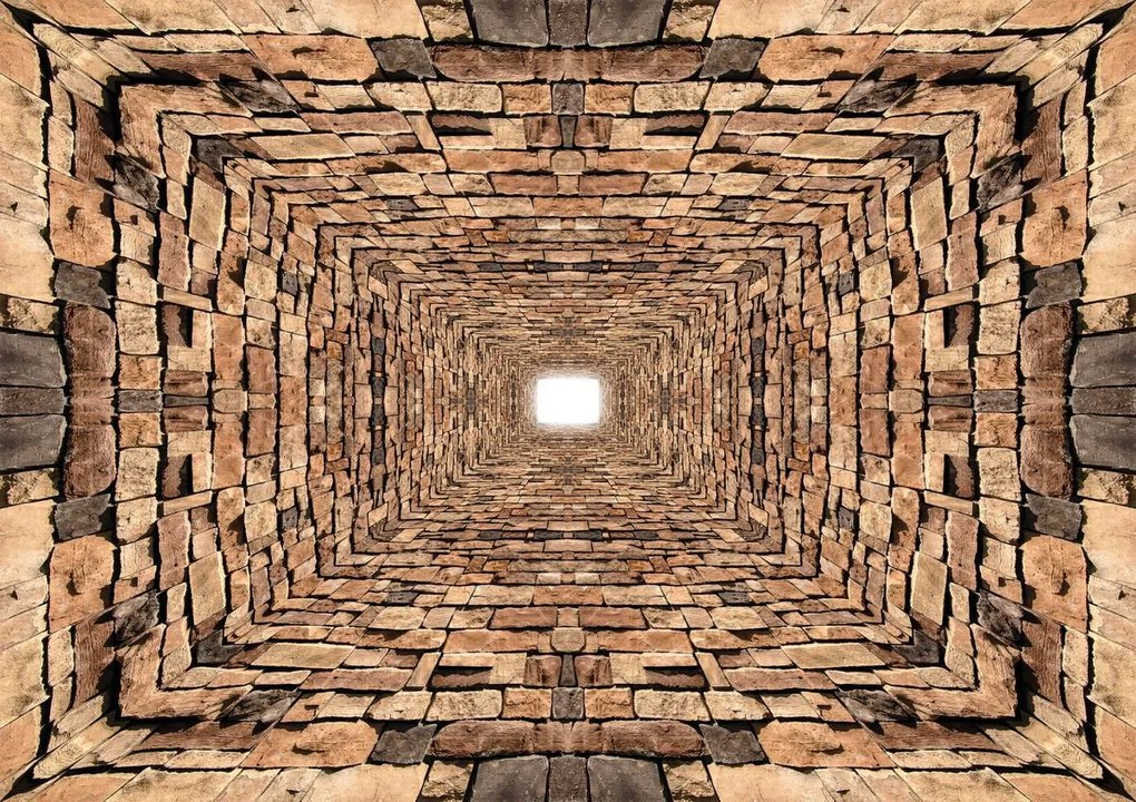 Fototapeta - Tunel 3D kameňov (152,5x104 cm)